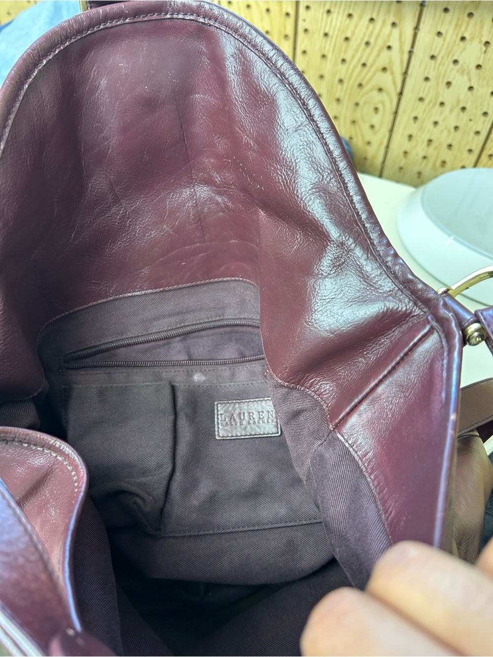 Lauren Ralph Lauren Burgundy Leather Shoulder Bag - Picture 9 of 14